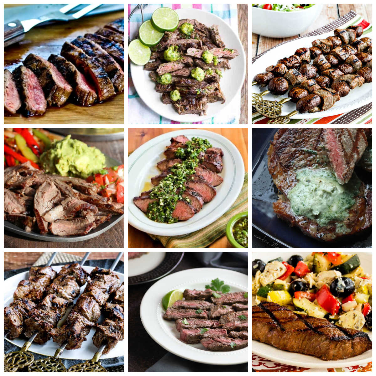 Collage image for Amazing Keto Steak Recipes showing featured recipes.