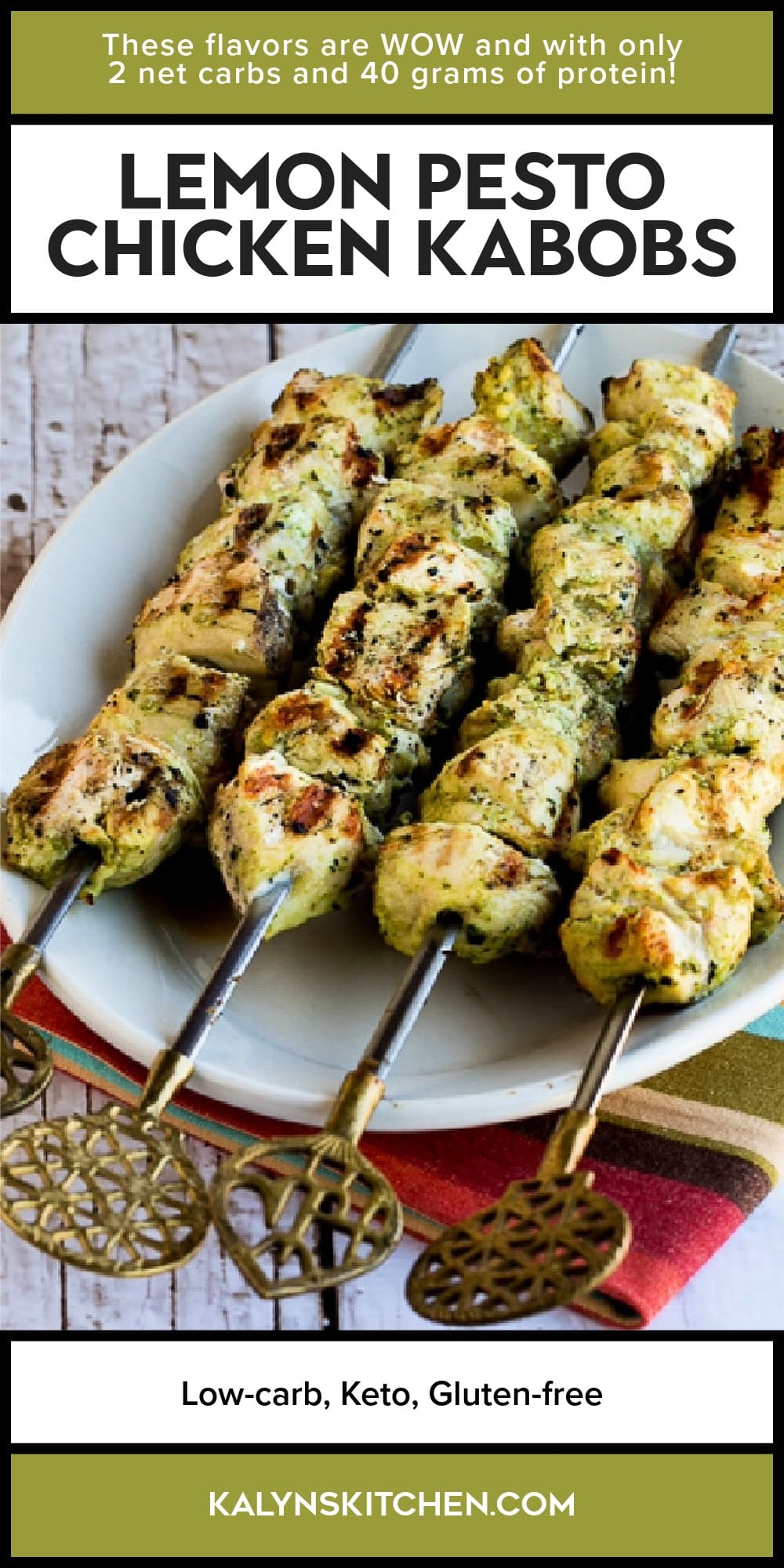 Pinterest image of Lemon Pesto Chicken Kabobs