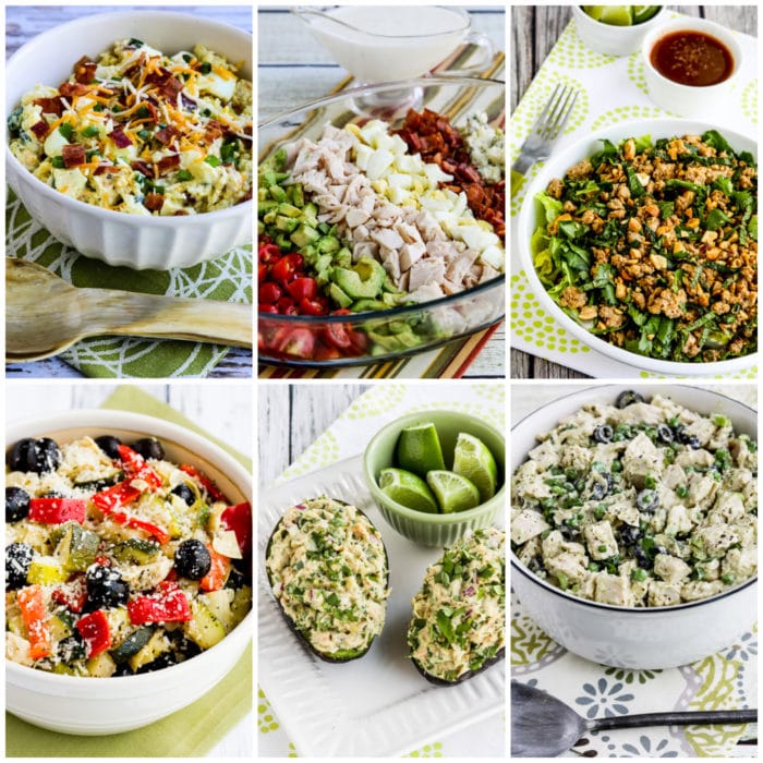 Low-Carb and Keto Salads for Summer Dinners collage photo of featured recipes
