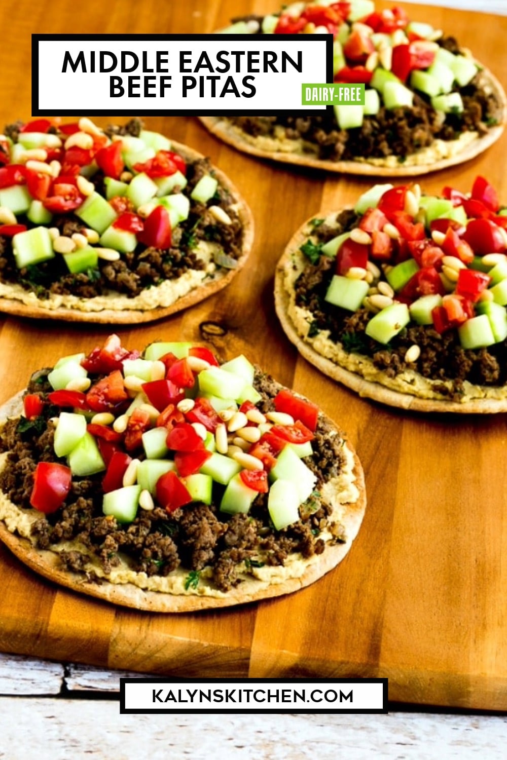 Pinterest image of Middle Eastern Beef Pitas