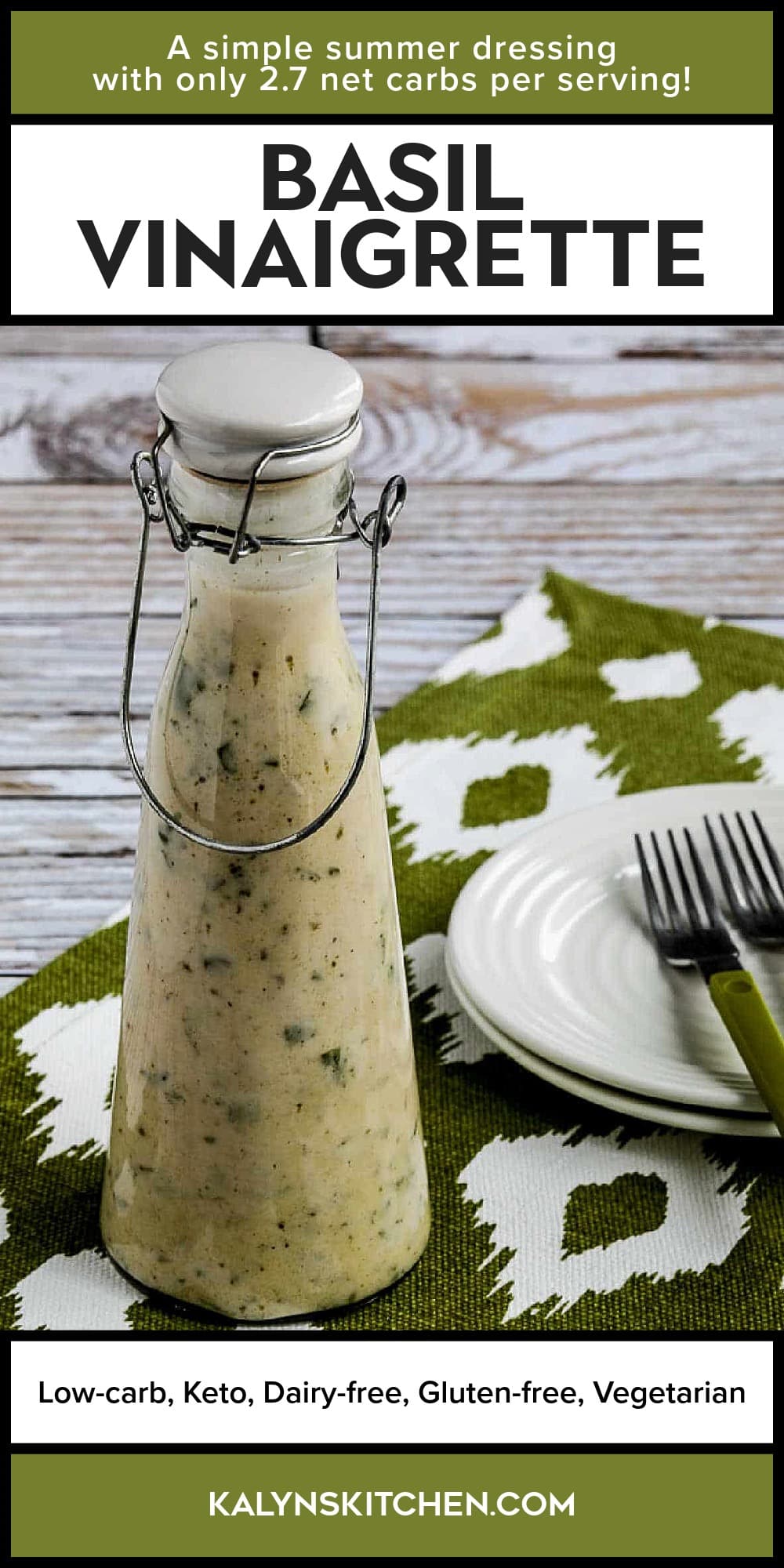 Pinterest image of Basil Vinaigrette