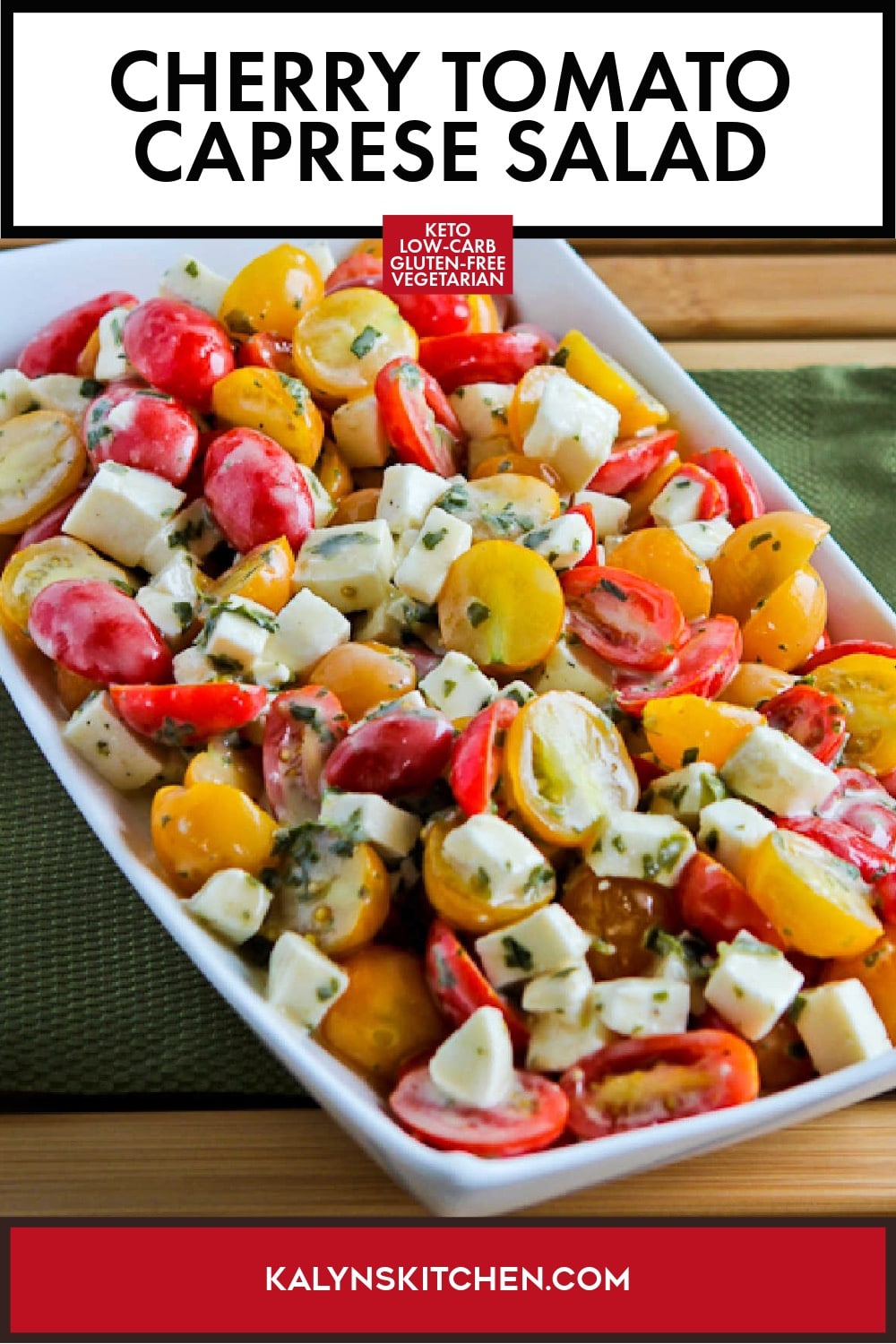 Pinterest image of Cherry Tomato Caprese Salad