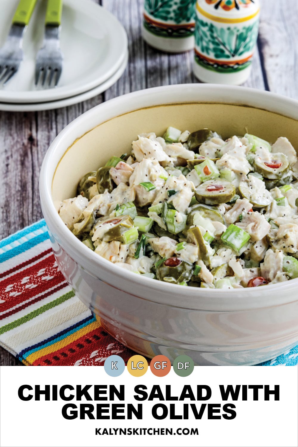 Pinterest image of Chicken Salad with Green Olives