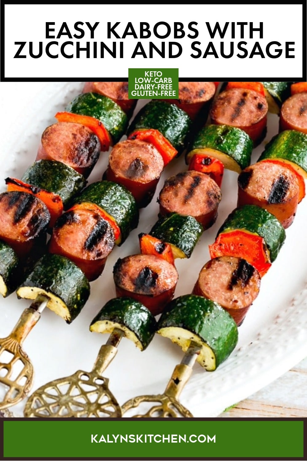 Pinterest image of Easy Kabobs with Zucchini and Sausage