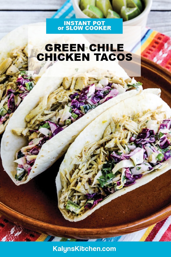 Pinterest image of Green Chile Chicken Tacos