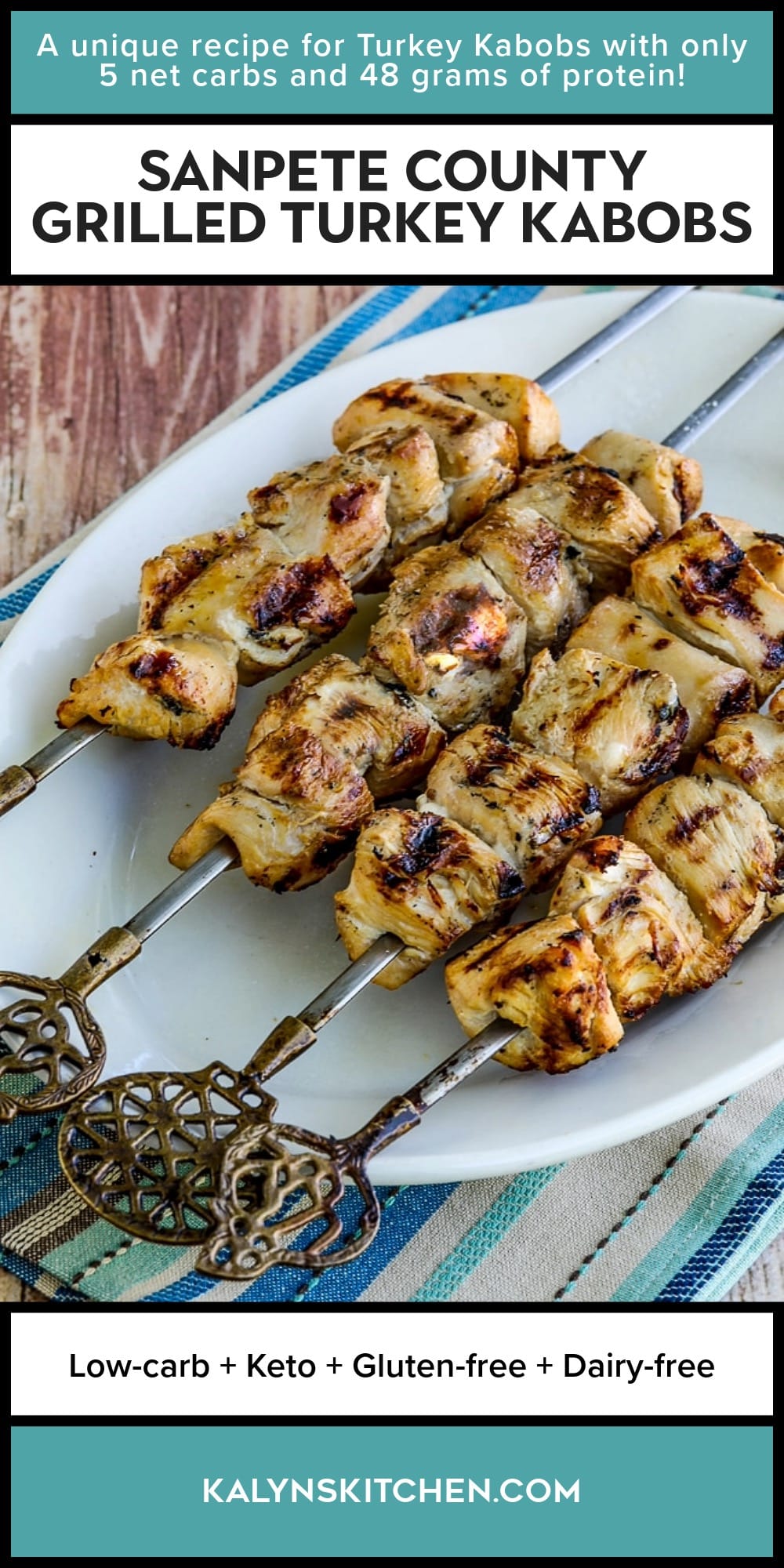Pinterest image of Sanpete County Grilled Turkey Kabobs