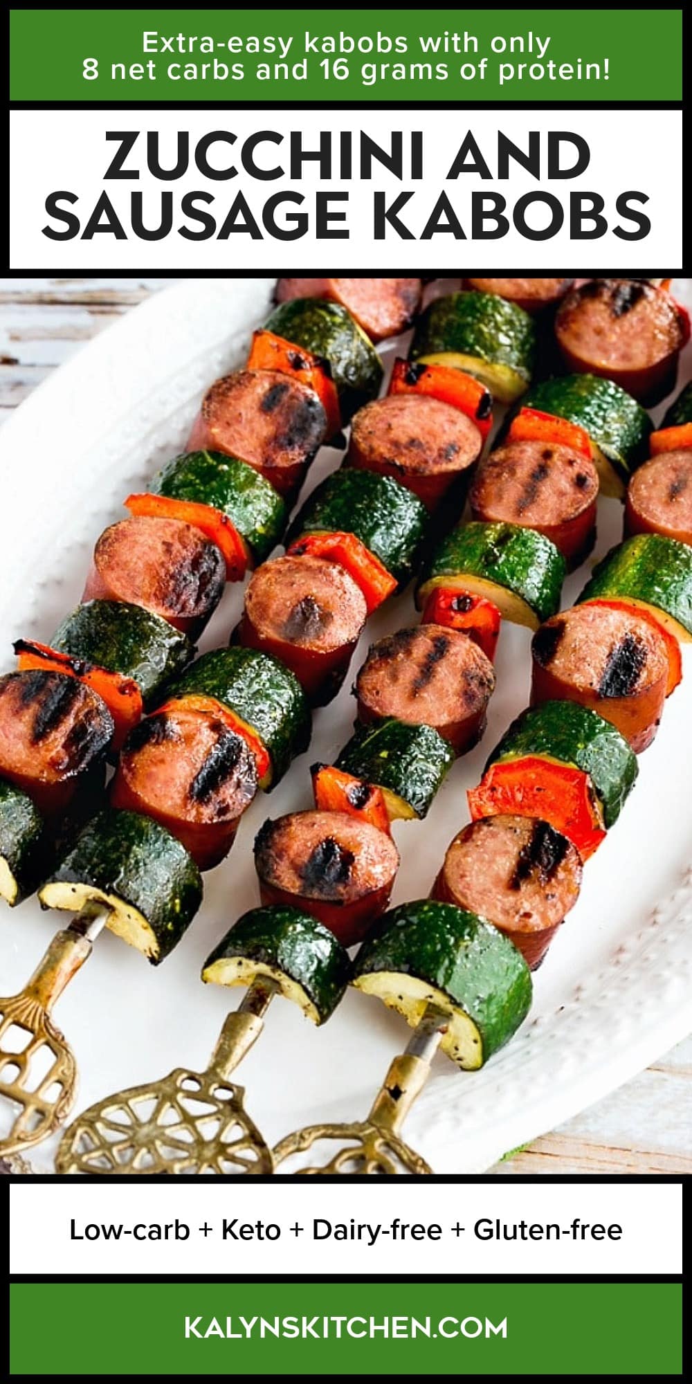 Pinterest image of Zucchini and Sausage Kabobs