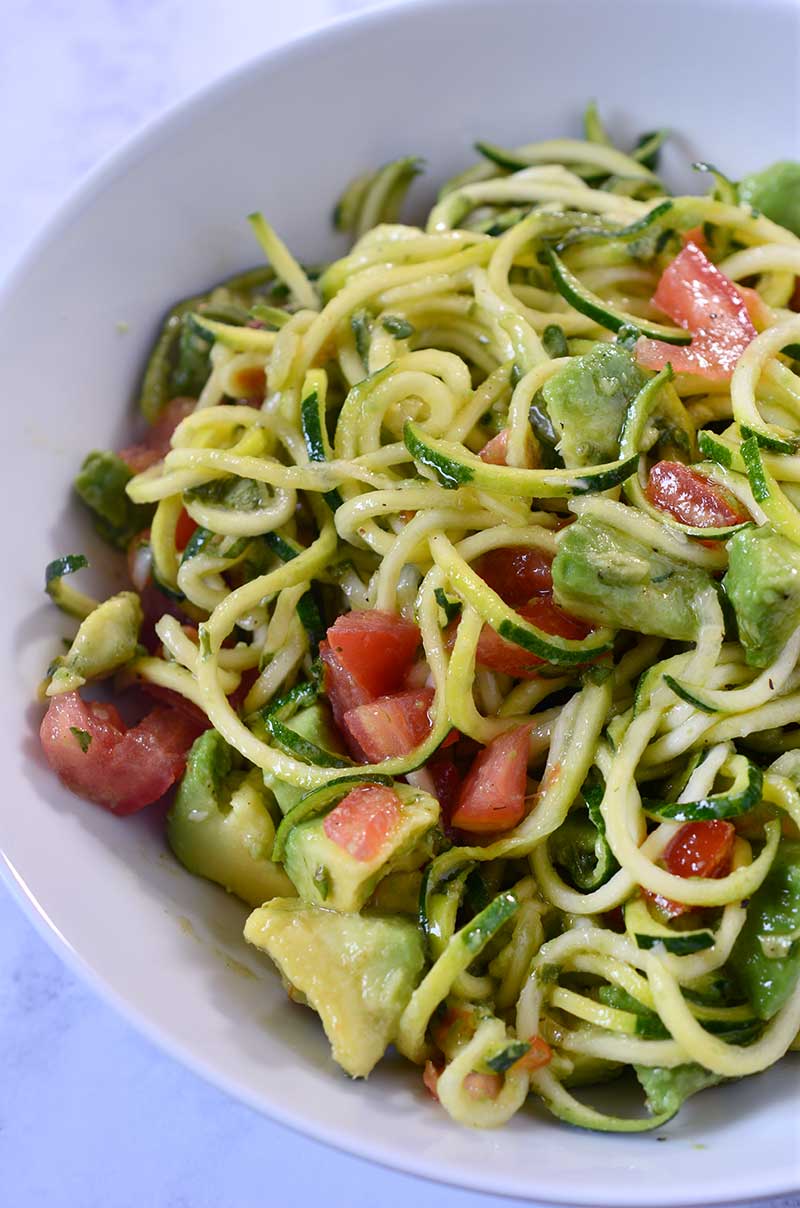 Zucchini Noodle, Tomato, and Avocado Salad from Life's Ambrosia