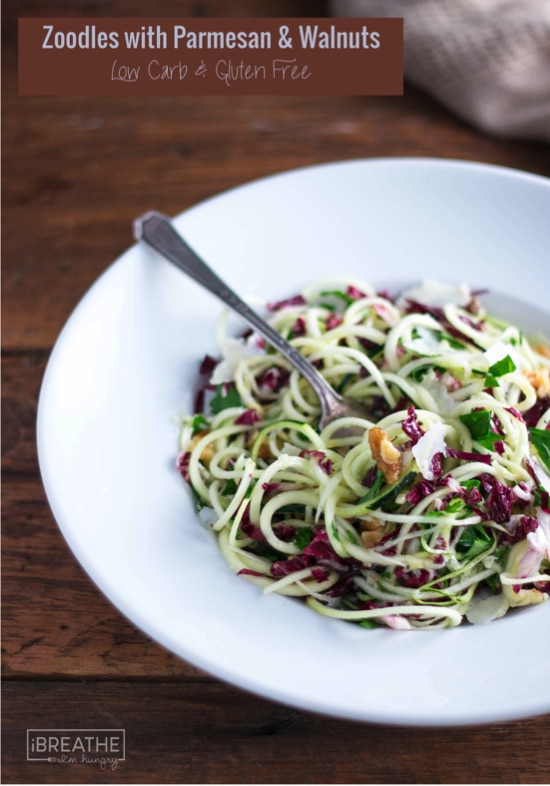 Zucchini Noodles Salad with Parmesan and Walnuts from I Breathe I'm Hungry