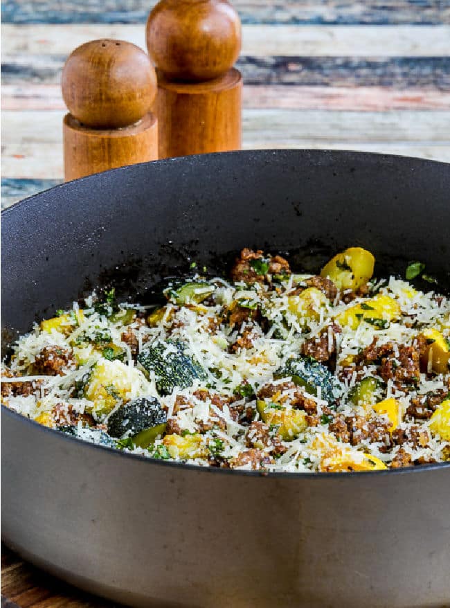 Italian Sausage and Zucchini Skillet Meal cropped image of meal in skillet