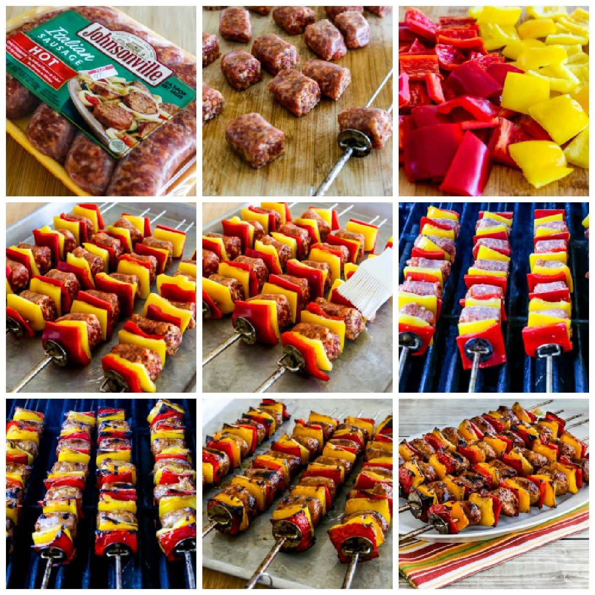 Grilled Sausage and Peppers collage of recipe steps