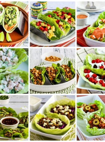 Collage image for Low-Carb and Keto Lettuce Wraps showing featured recipes.