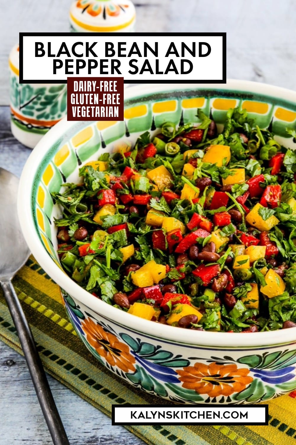 Pinterest image of Black Bean and Pepper Salad