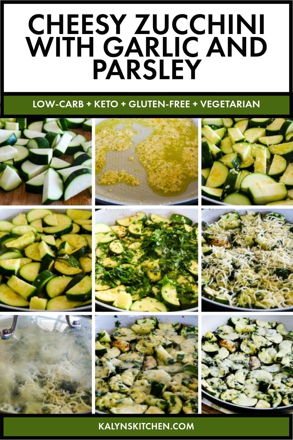 Pinterest image of Cheesy Zucchini with Garlic and Parsley