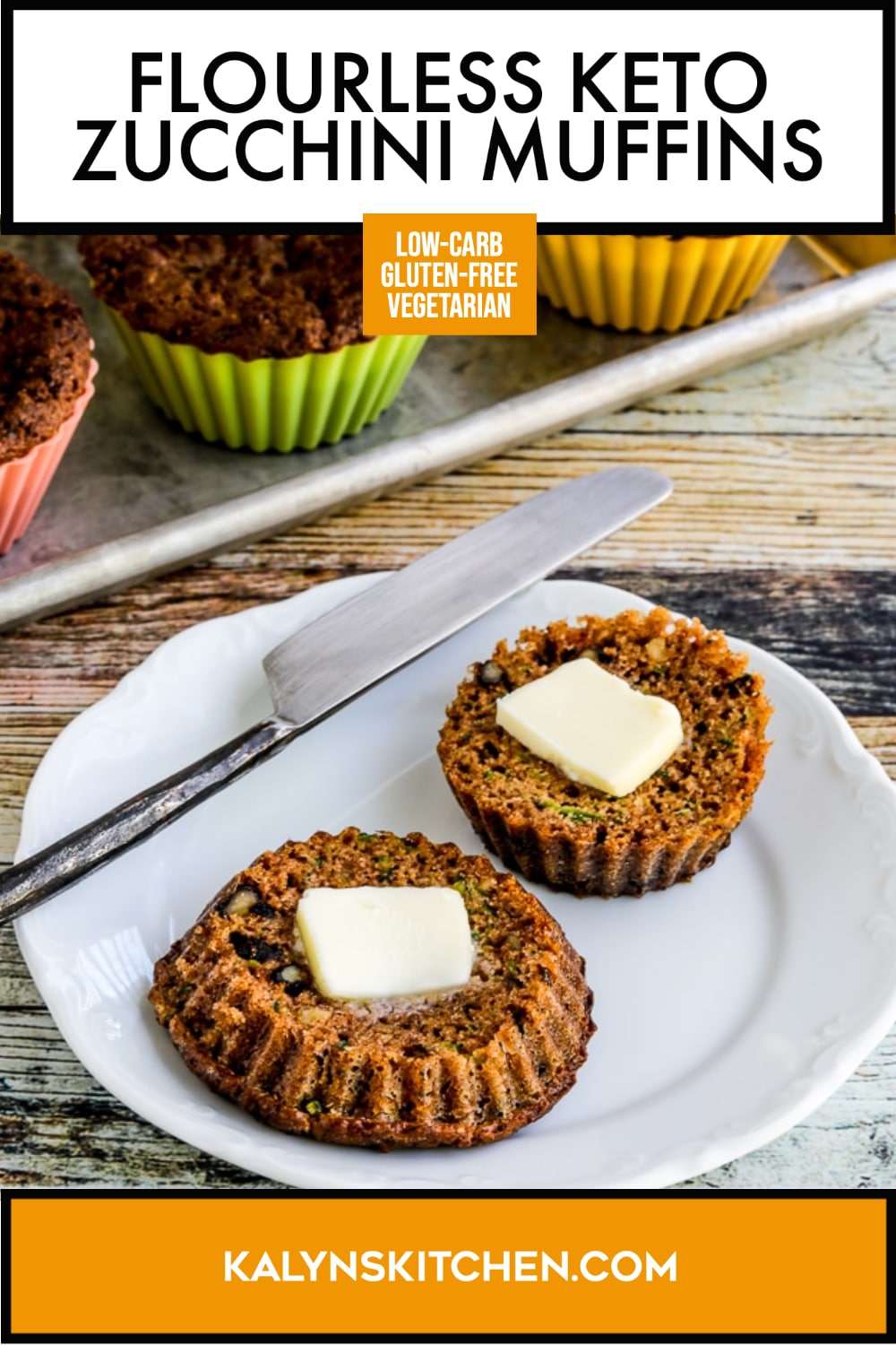 Pinterest image of Flourless Keto Zucchini Muffins