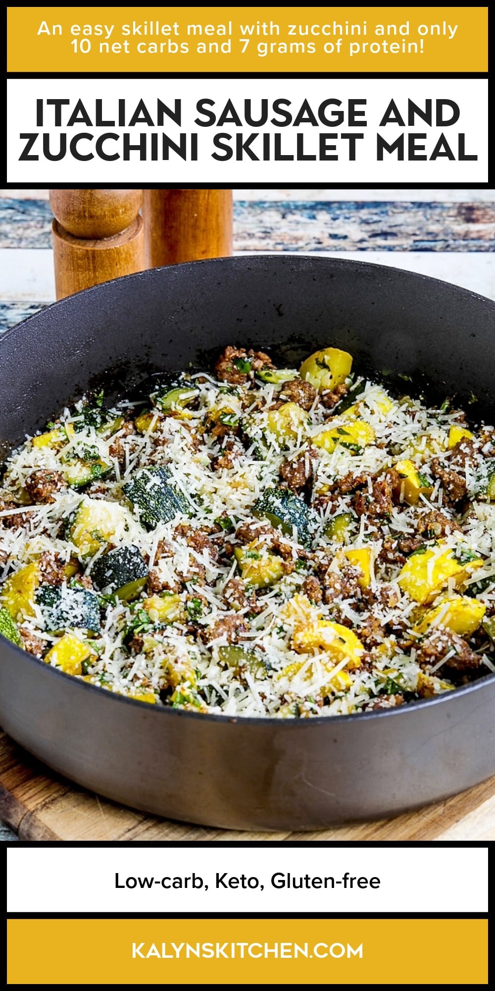 Pinterest image of Italian Sausage and Zucchini Skillet Meal
