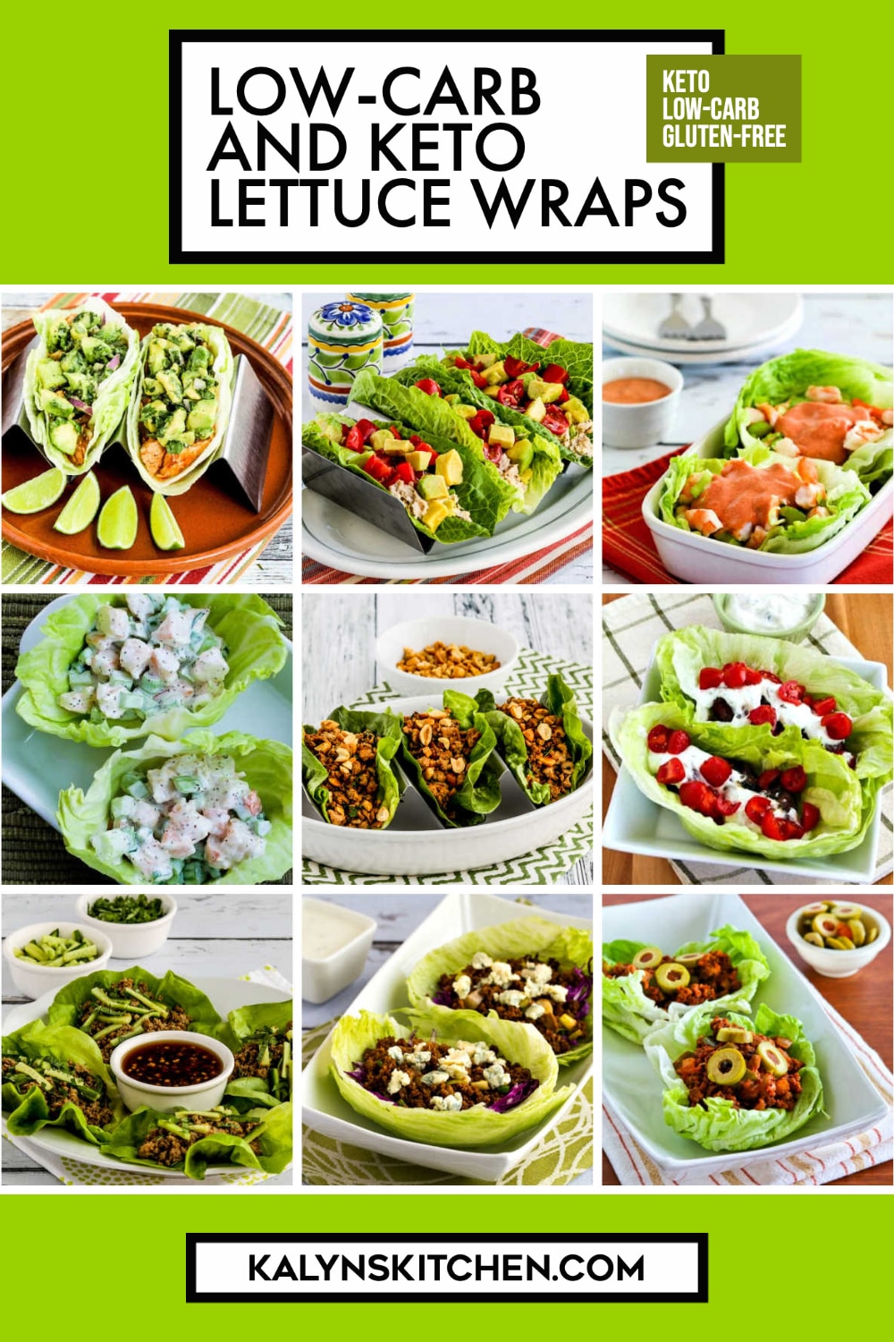 Pinterest image of Low-Carb and Keto Lettuce Wraps