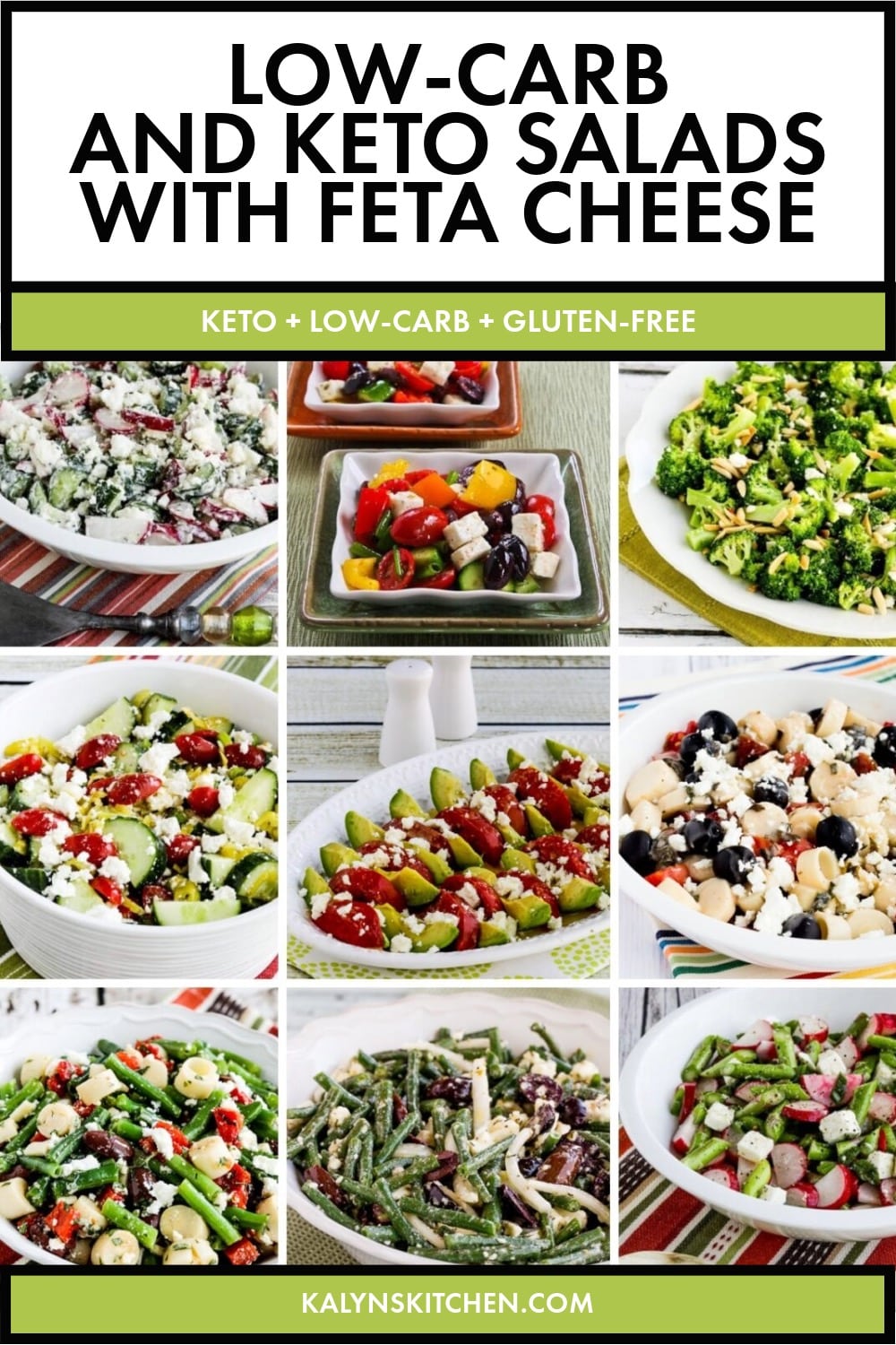 Pinterest image of Low-Carb and Keto Salads with Feta Cheese