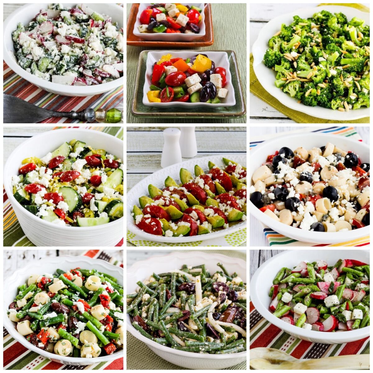 Low-Carb and Keto Salads with Feta Cheese collage of featured recipes