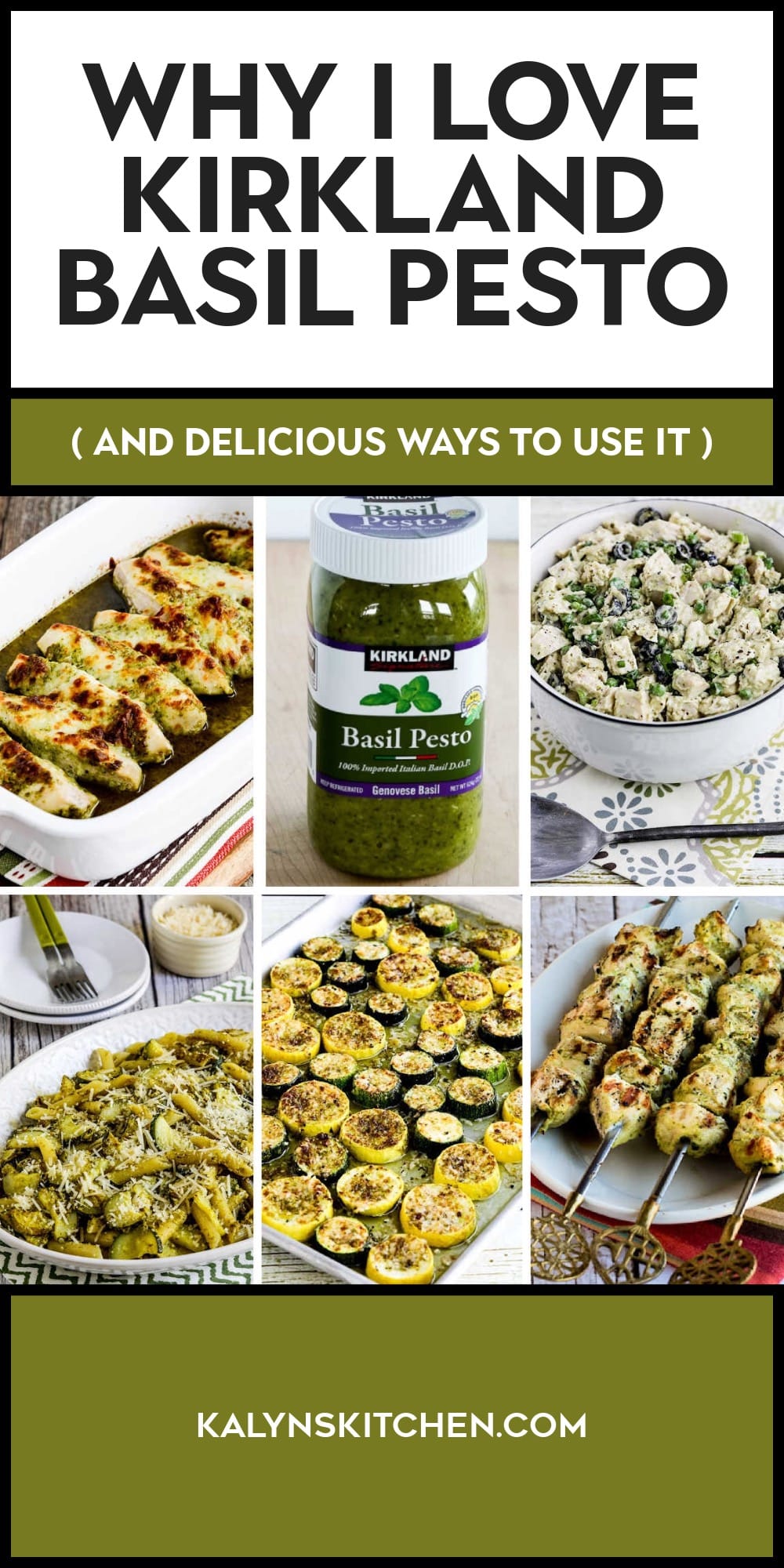 Pinterest image of Why I Love Kirkland Basil Pesto