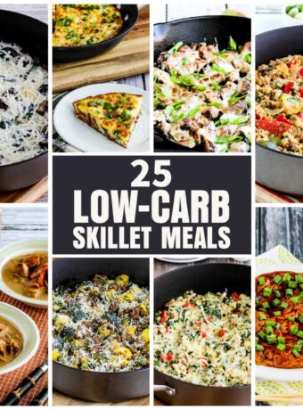 25 Low-Carb Skillet Meals collage with text overlay showing featured recipes