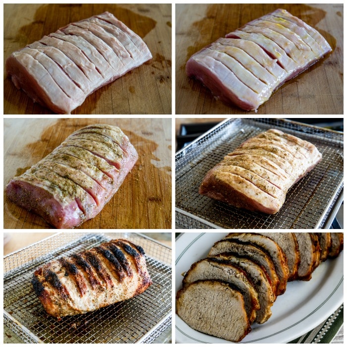 Air Fryer Pork Loin Roast process shots collage