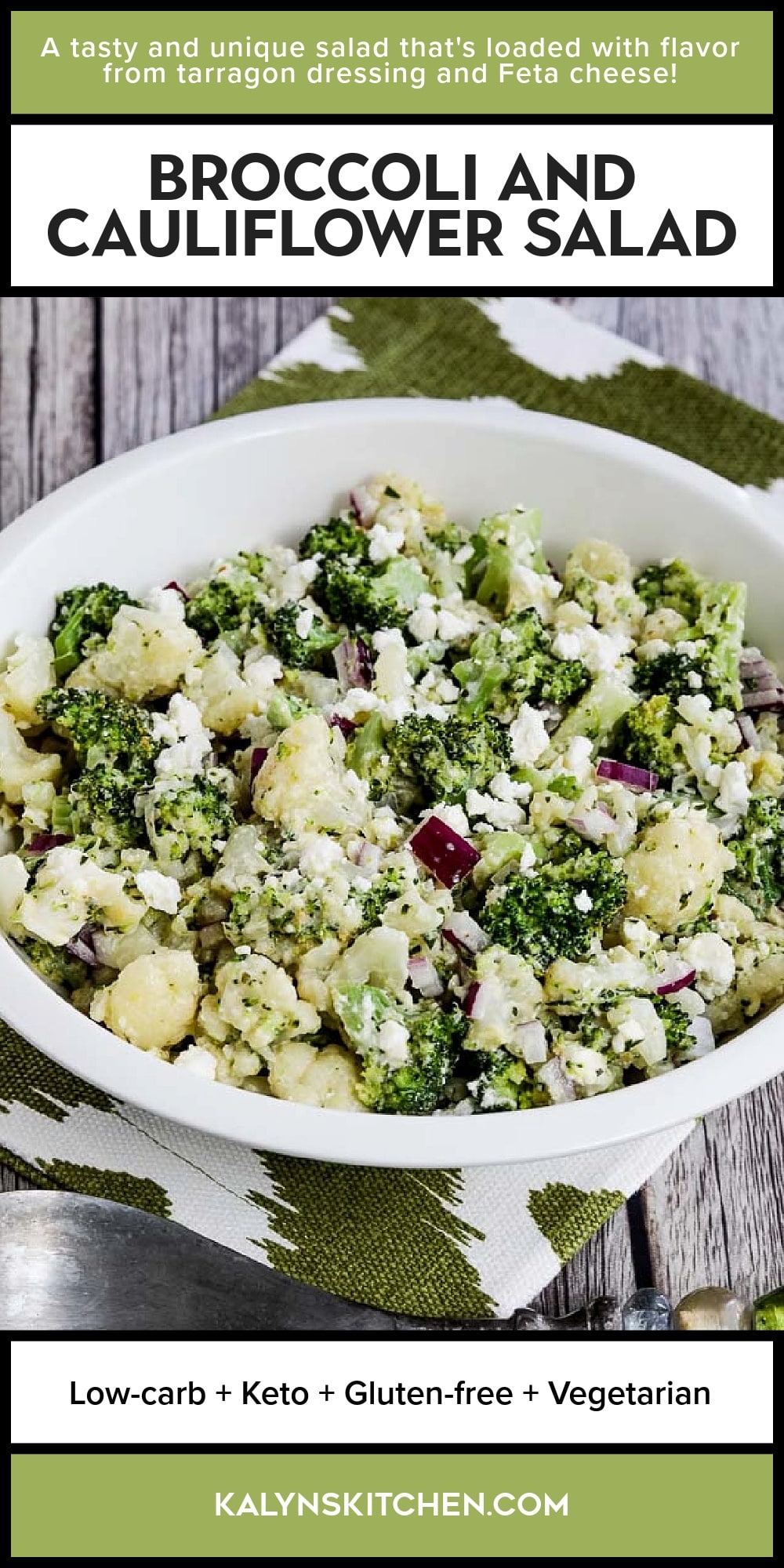 Pinterest image of Broccoli and Cauliflower Salad