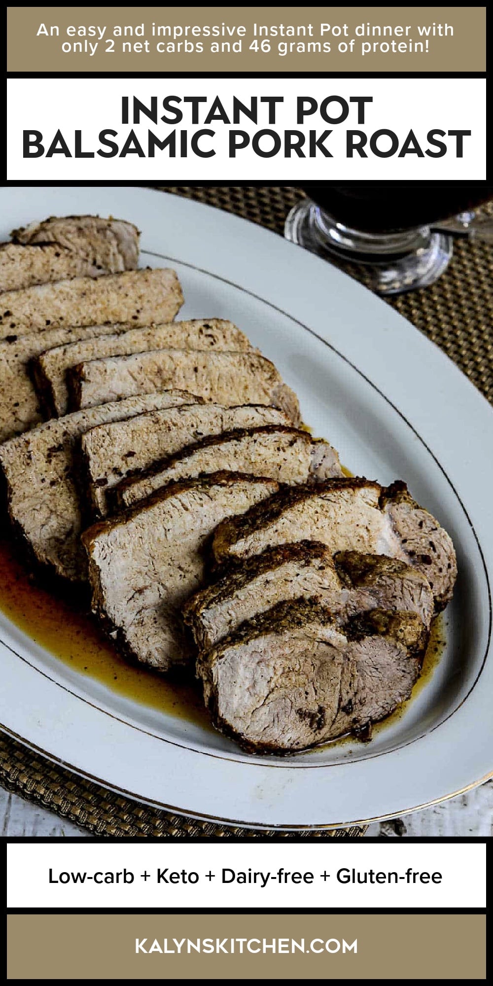 Pinterest image of Instant Pot Balsamic Pork Roast