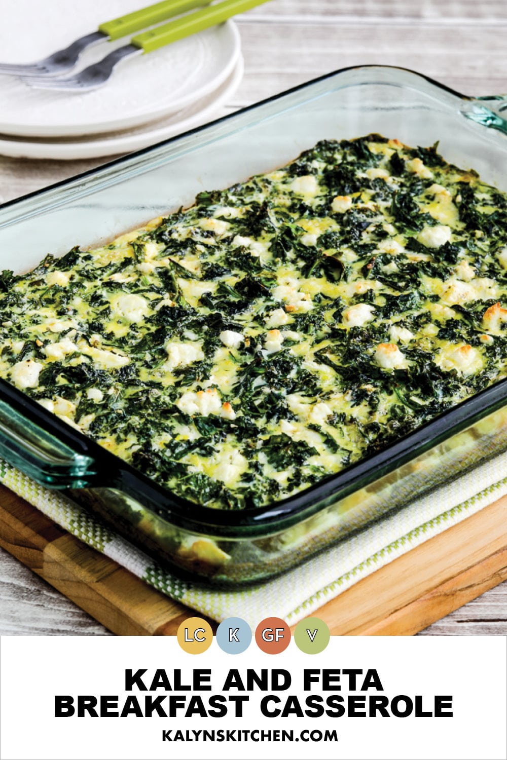 Pinterest image of Kale and Feta Breakfast Casserole
