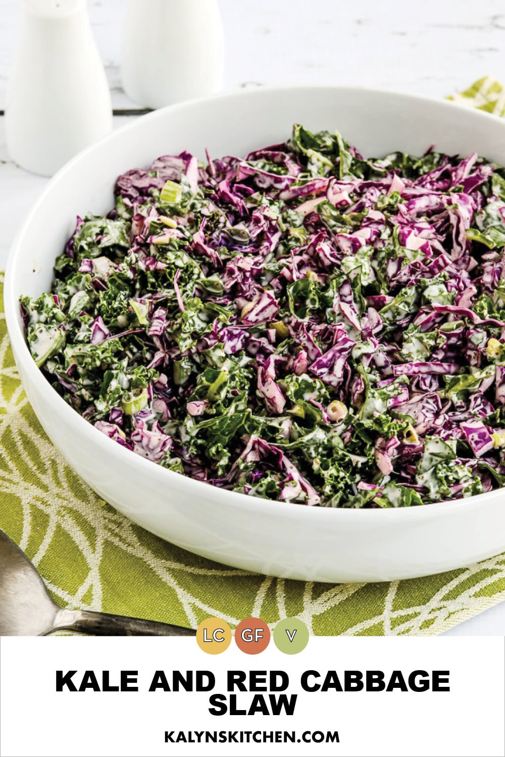 Pinterest image of Kale and Red Cabbage Slaw