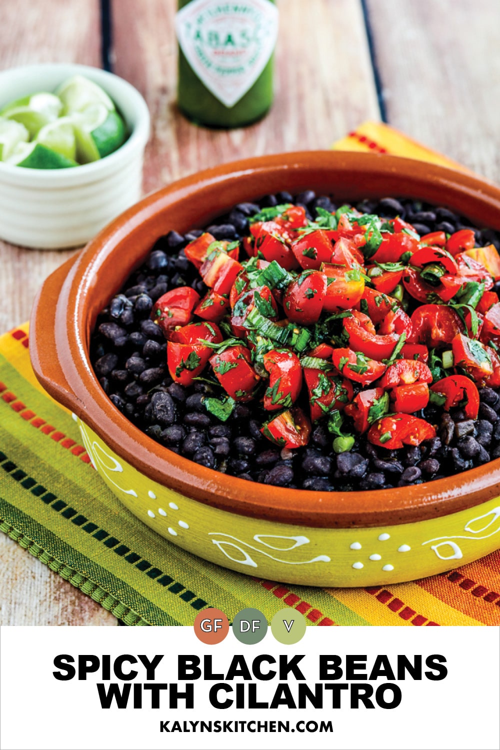 Pinterest image of Spicy Black Beans with Cilantro