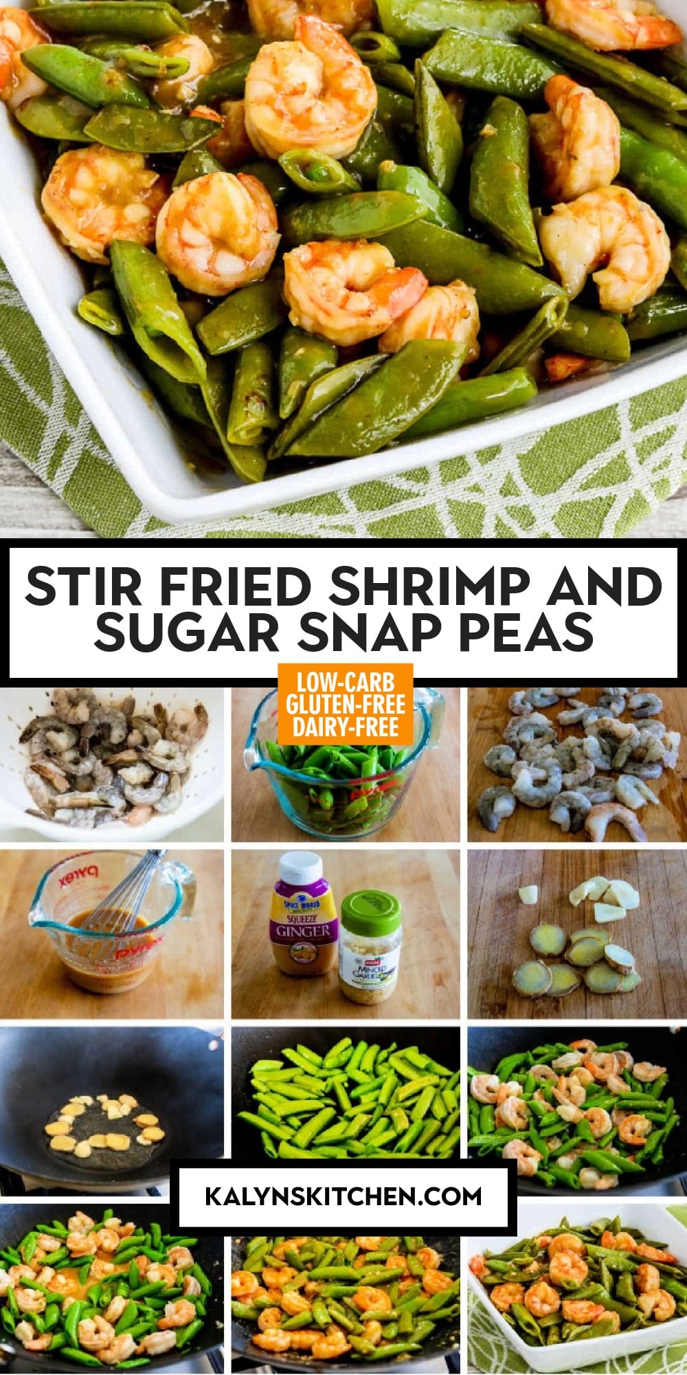 Pinterest image of Stir Fried Shrimp and Sugar Snap Peas