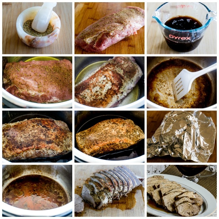 Instant Pot Balsamic Pork Roast process shots collage