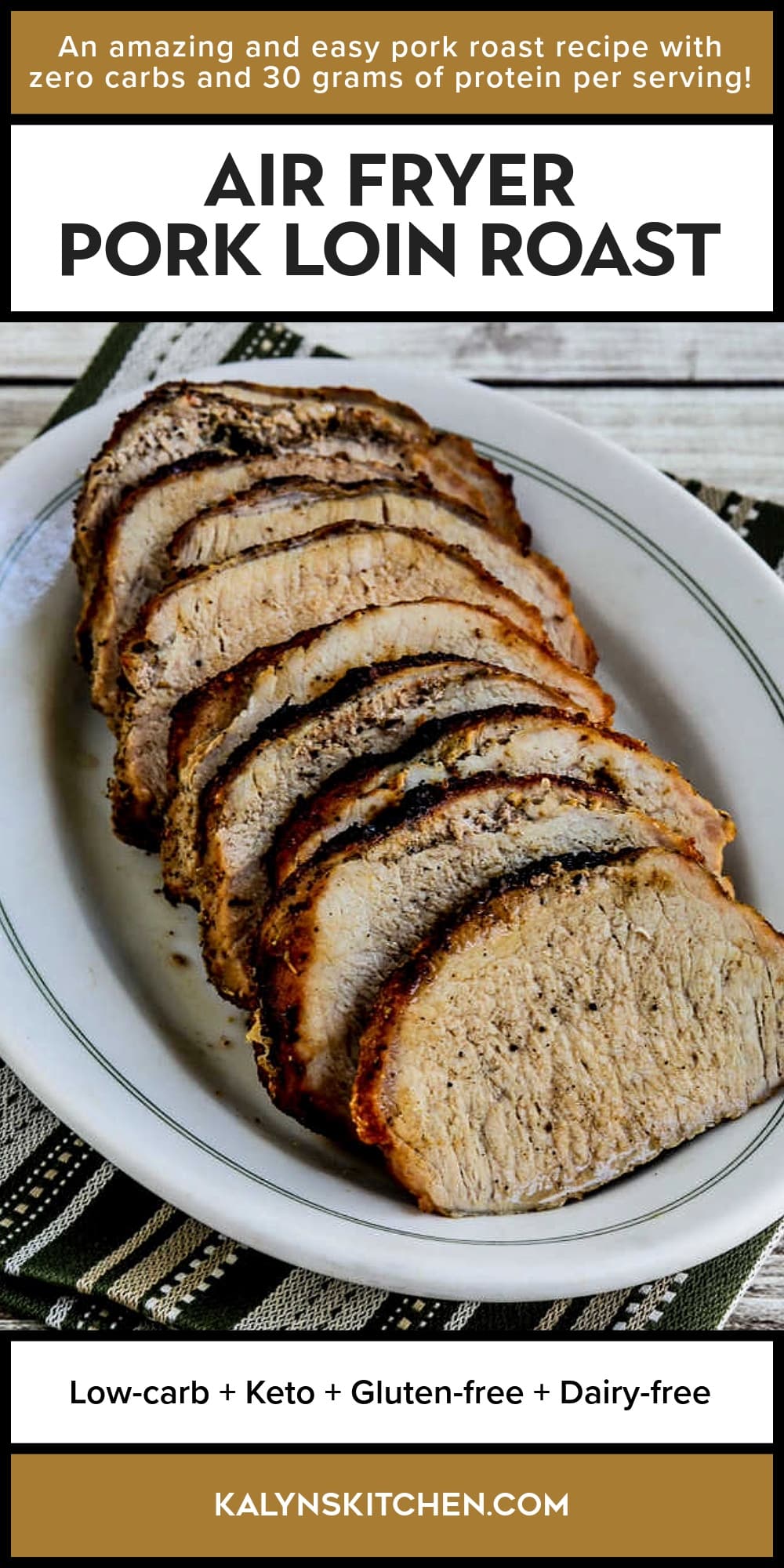 Pinterest image of Air Fryer Pork Loin Roast