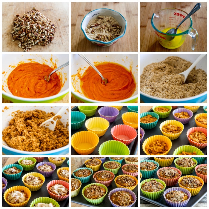 Almond Flour Pumpkin Muffins process shots collage