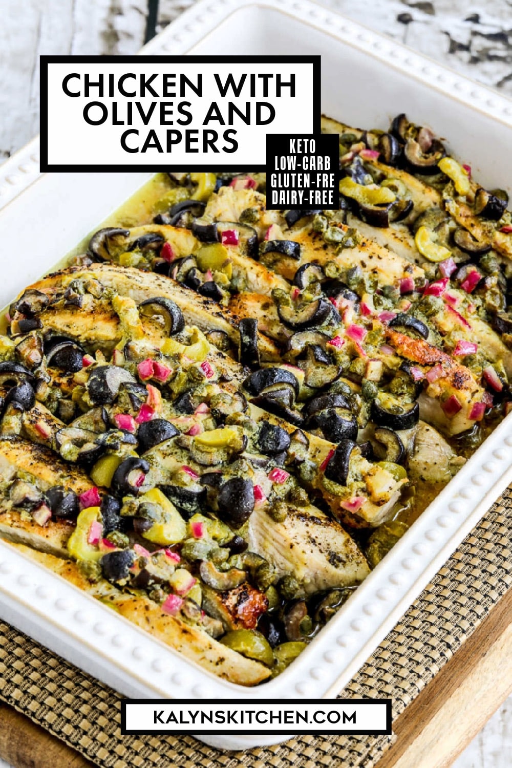 Pinterest image of Chicken with Olives and Capers
