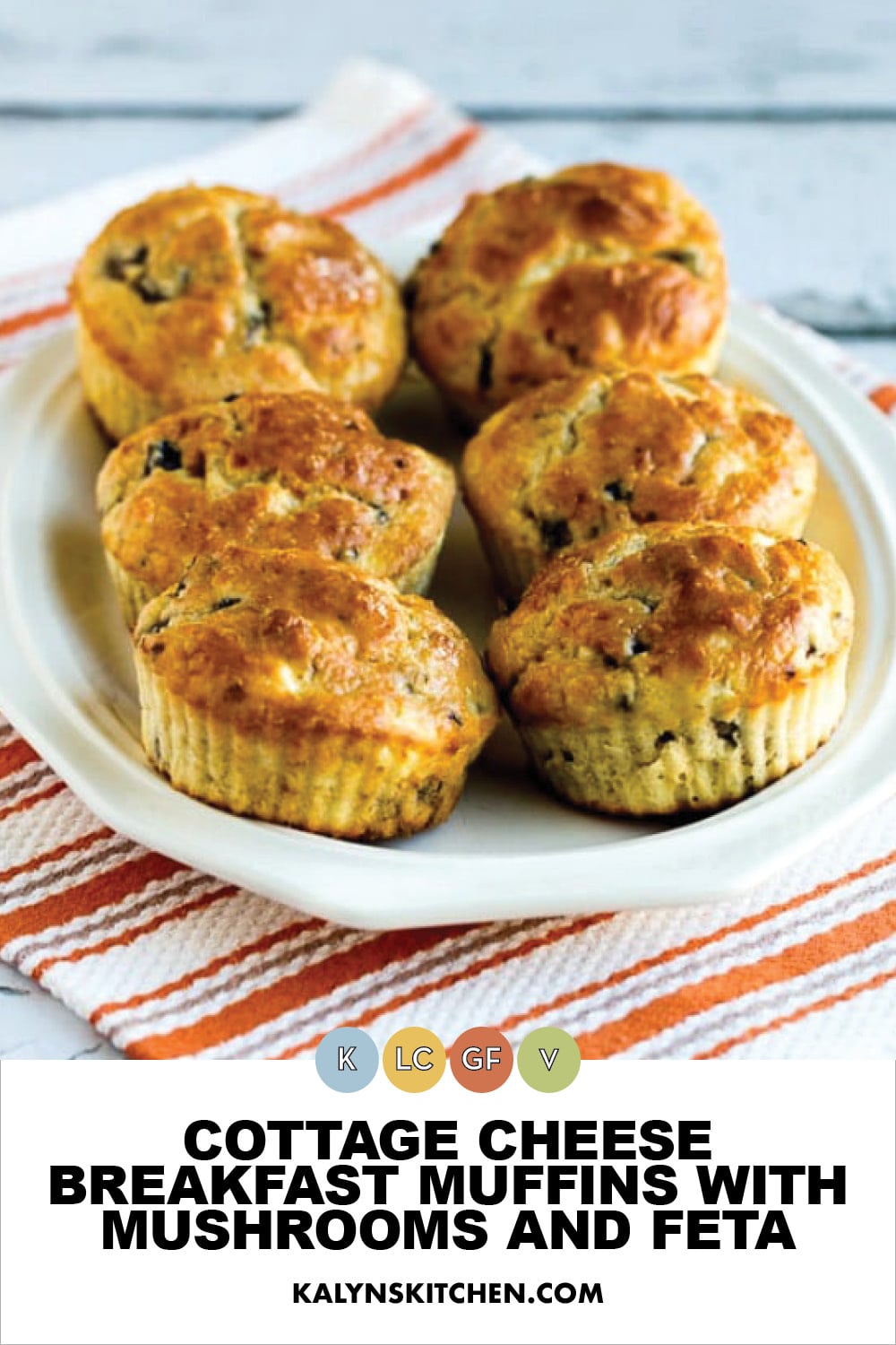 Pinterest image of Cottage Cheese Breakfast Muffins with Mushrooms and Feta