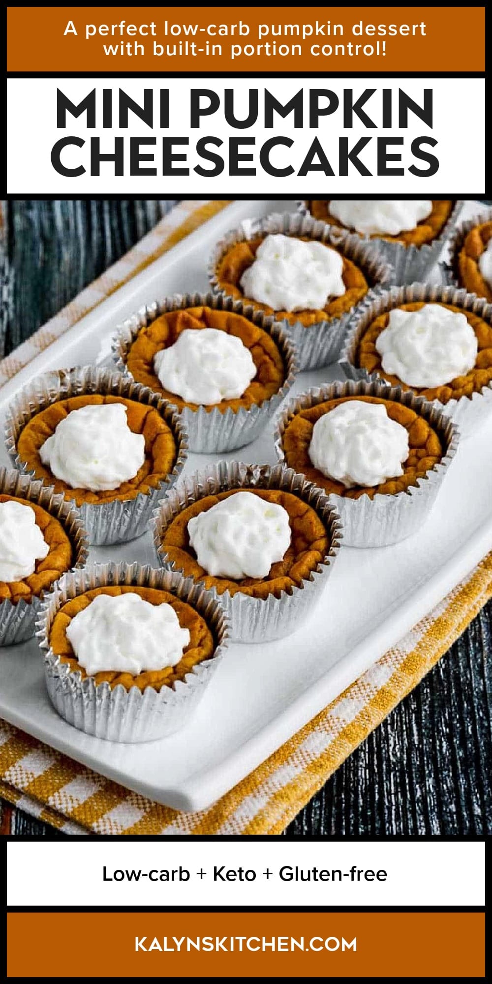 Pinterest image of Mini Pumpkin Cheesecakes