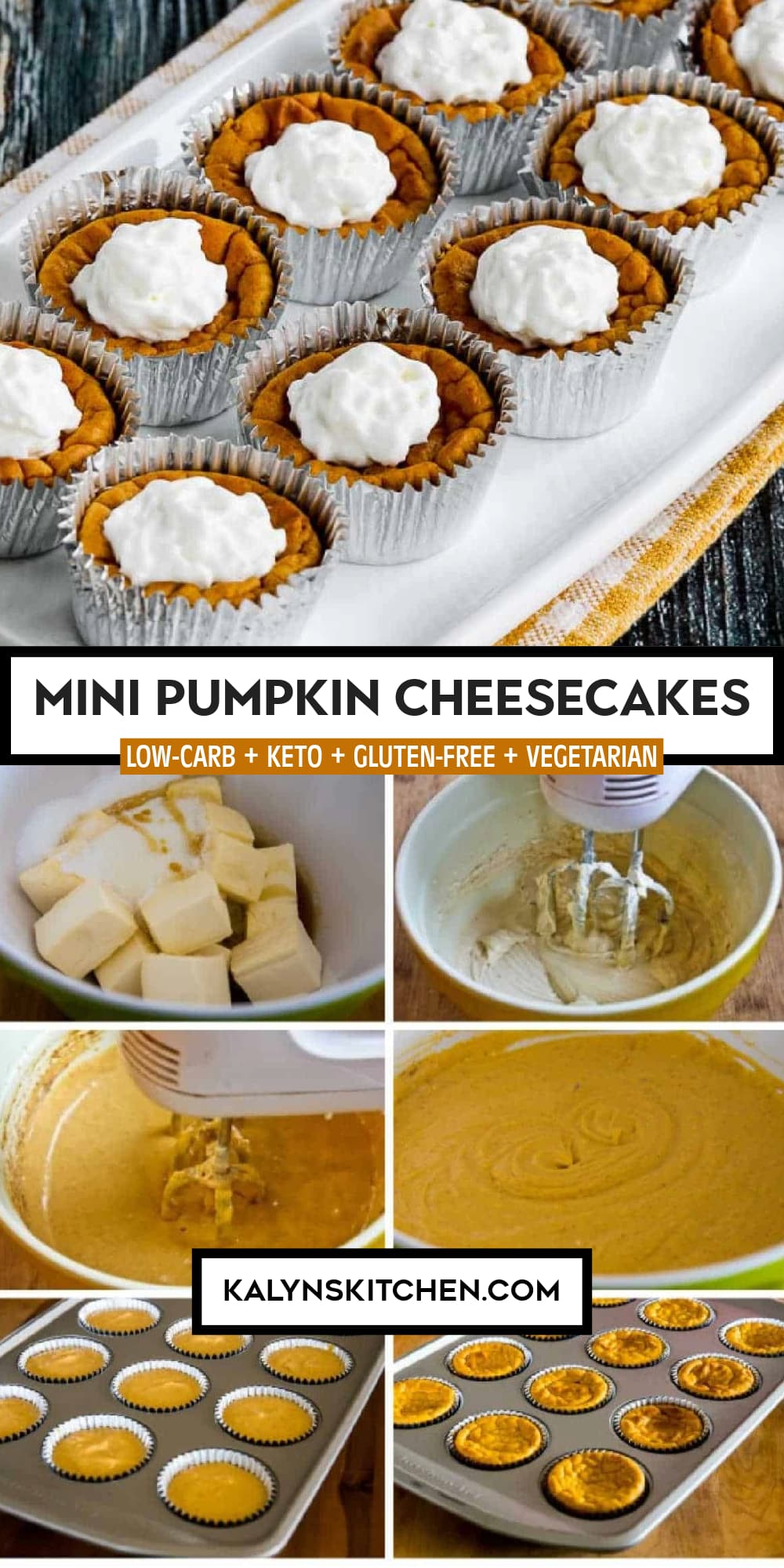 Pinterest image of Mini Pumpkin Cheesecakes