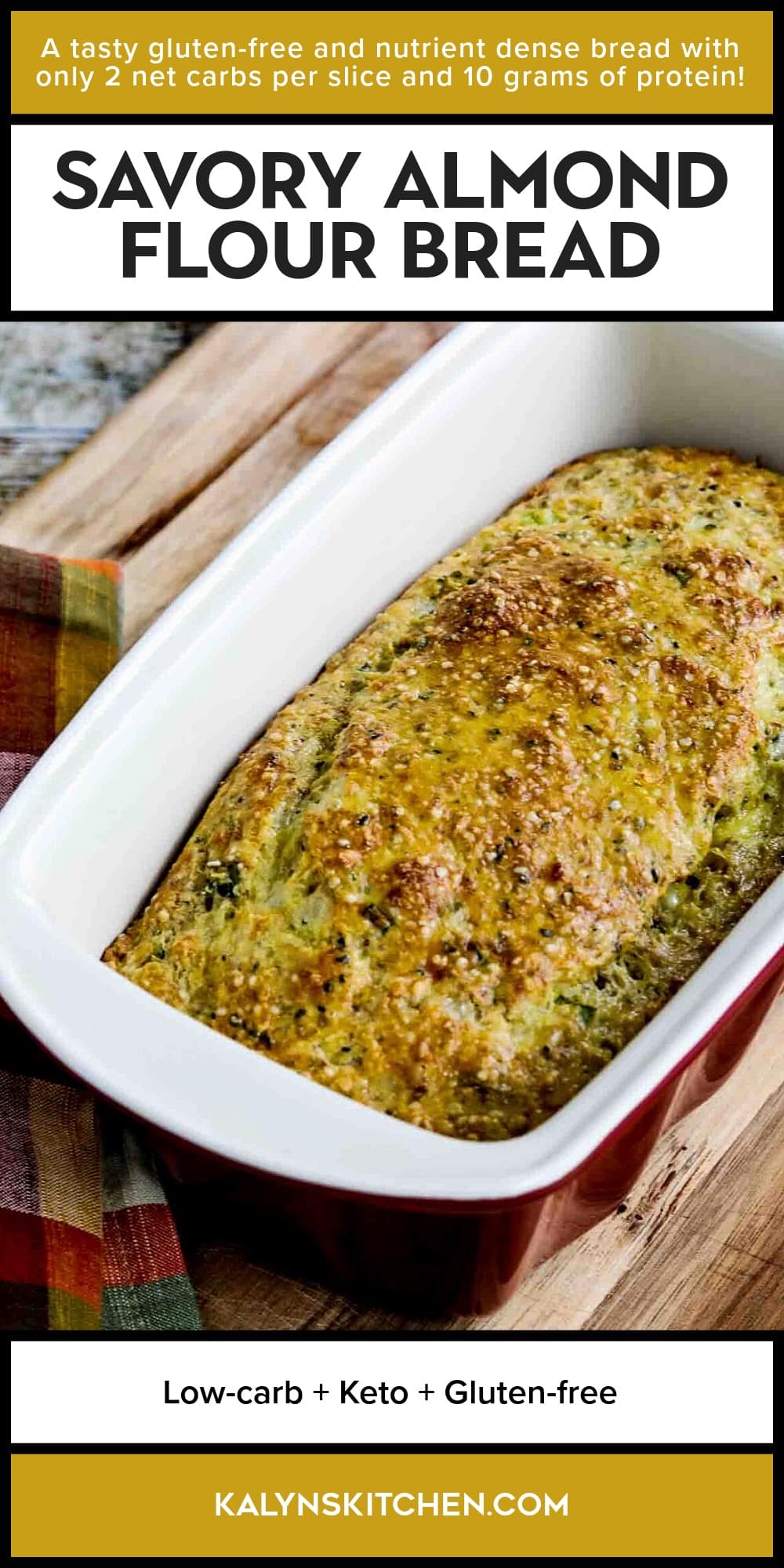 Pinterest image of Savory Almond Flour Bread