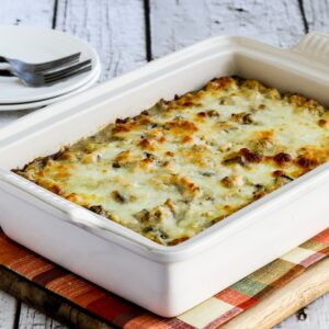 Chicken Alfred Lasagna Casserole thumbnail image of finished casserole