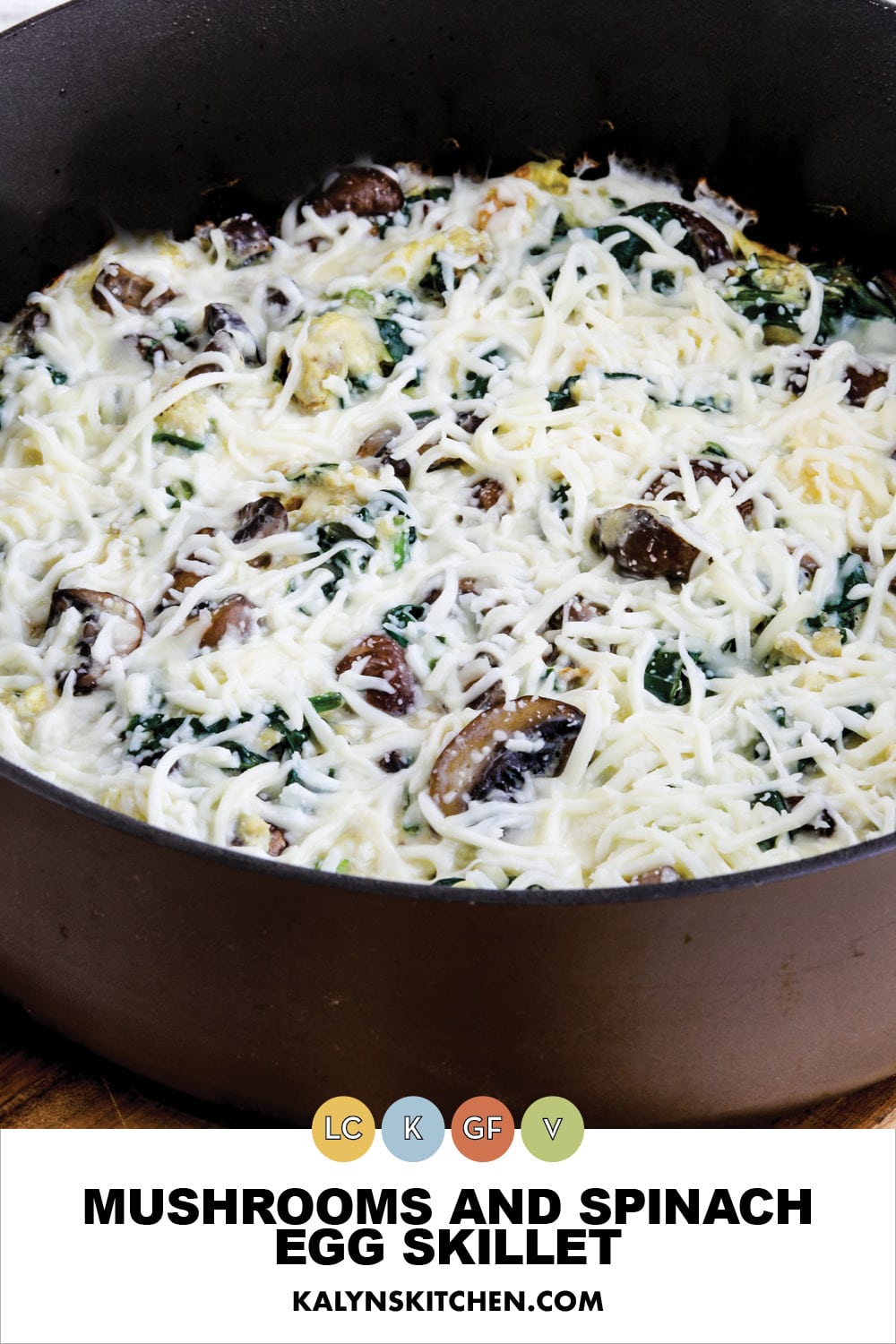 Pinterest image of Mushrooms and Spinach Egg Skillet