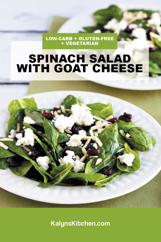 Pinterest image of Spinach Salad with Goat Cheese