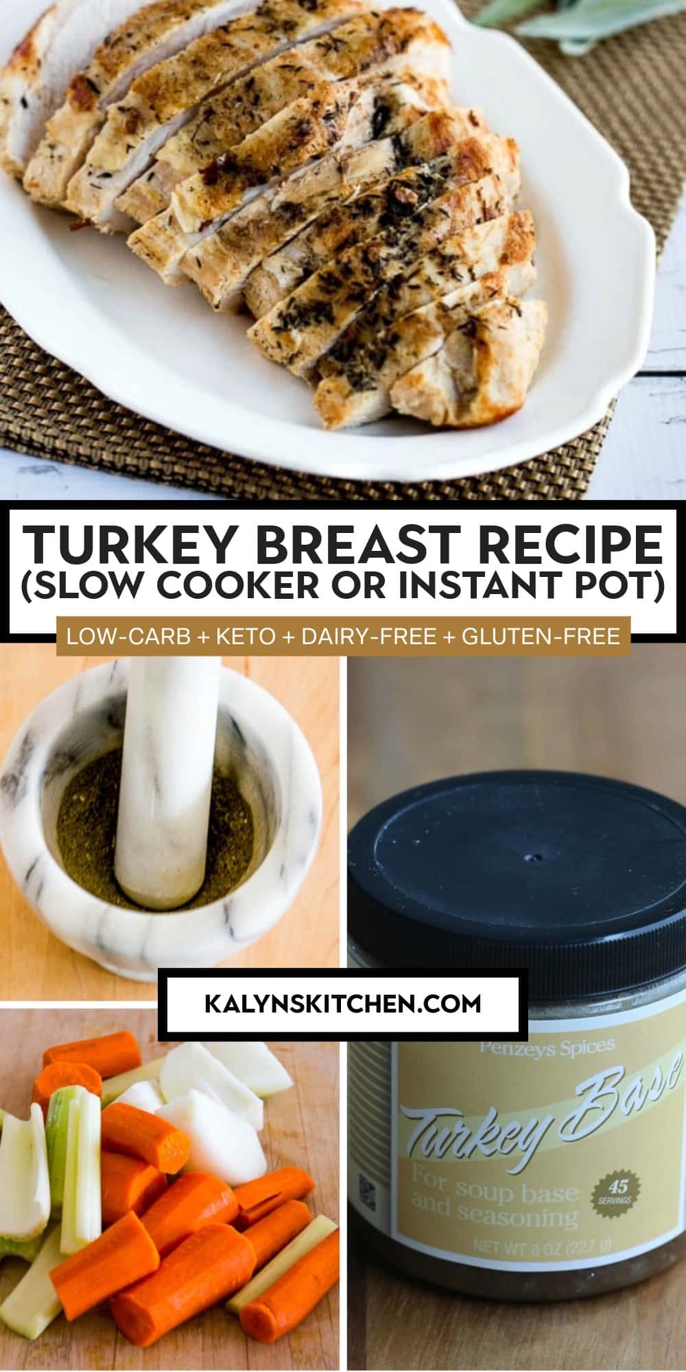 Pinterest image of Turkey Breast Recipe (Slow Cooker or Instant Pot)