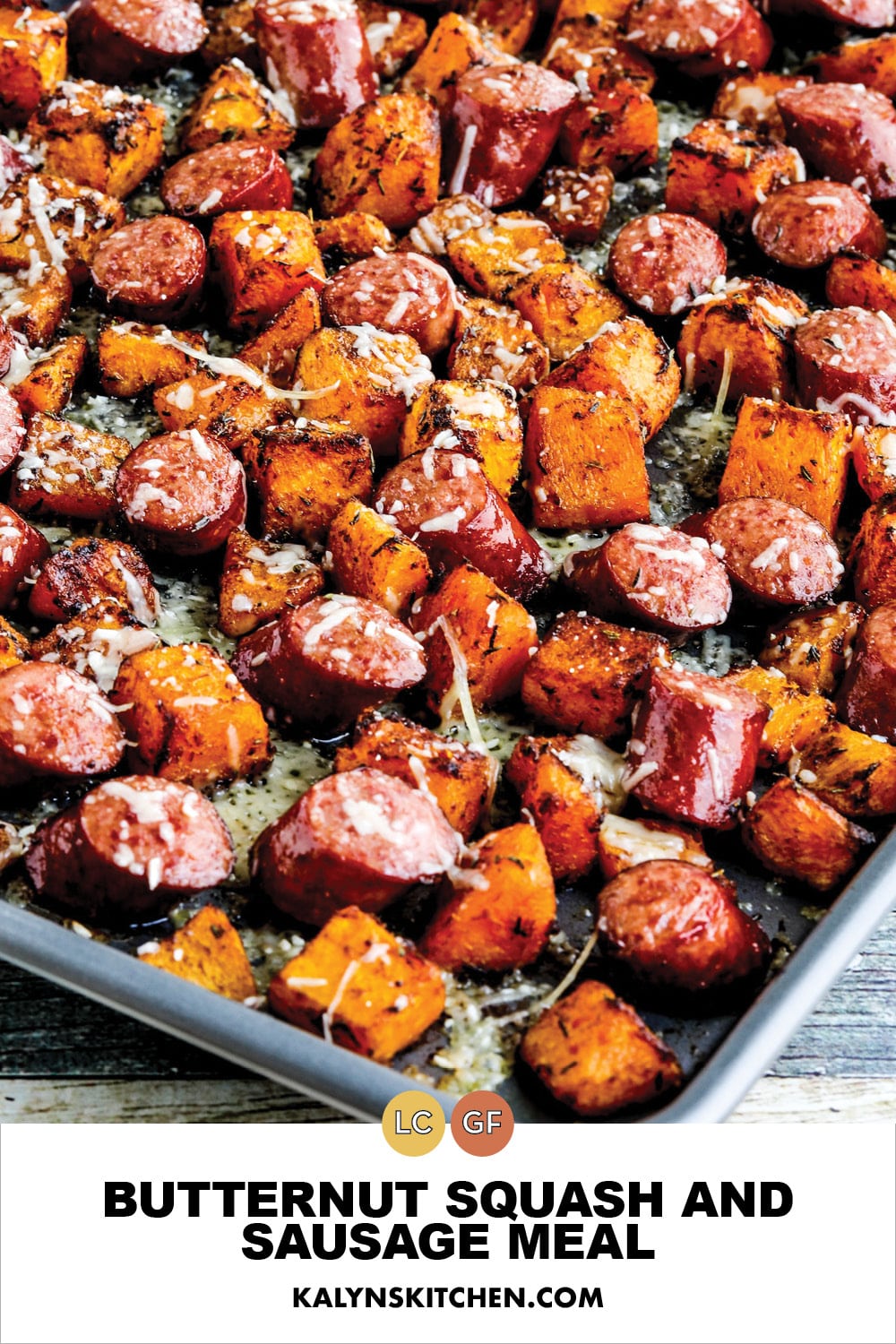 Pinterest image of Butternut Squash and Sausage Meal