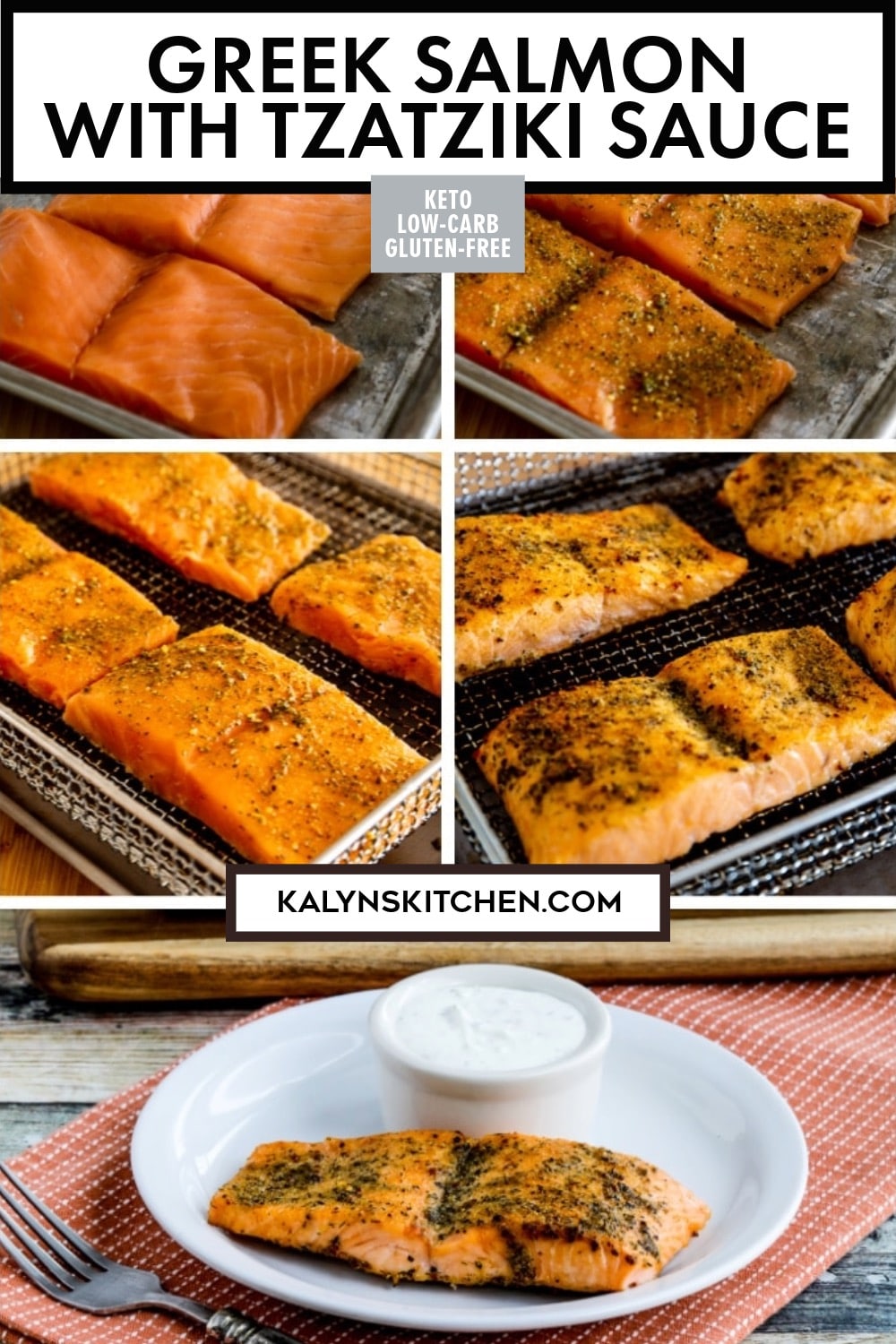Pinterest image of Greek Salmon with Tzatziki Sauce