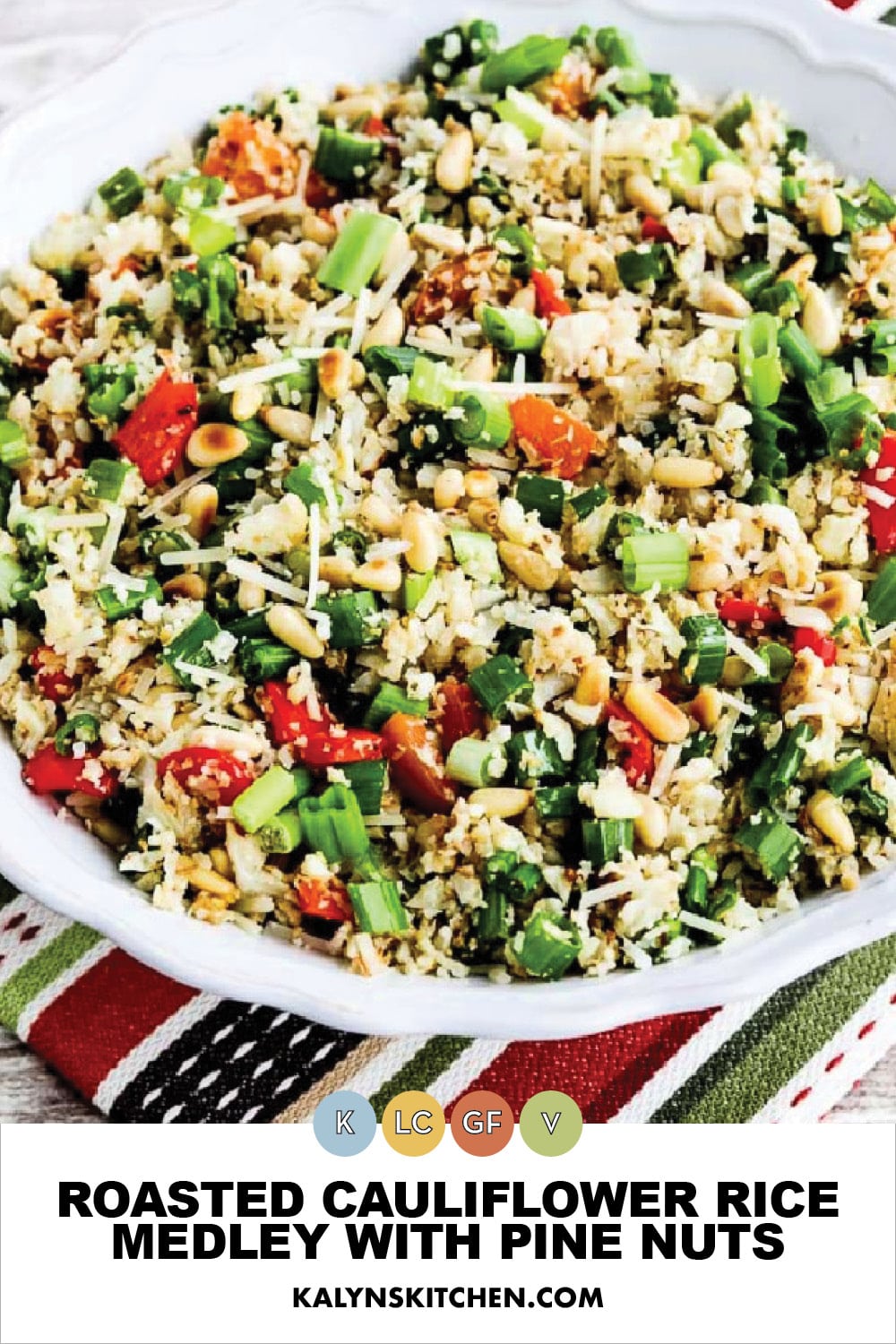 Pinterest image of Roasted Cauliflower Rice Medley with Pine Nuts