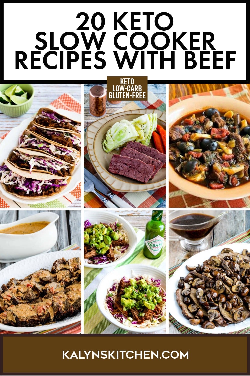 Pinterest image of 20 Keto Slow Cooker Recipes with Beef