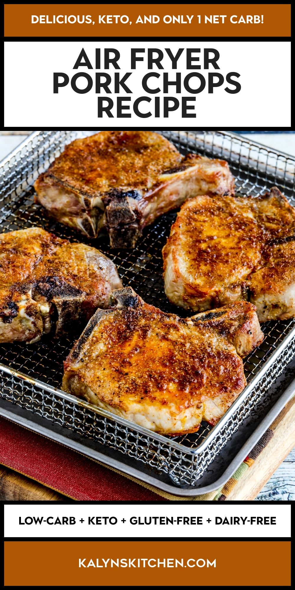 Pinterest image of Air Fryer Pork Chops Recipe
