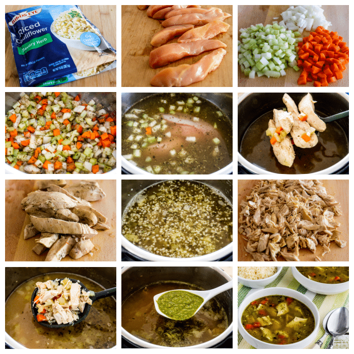 Chicken Pesto Soup process shots collage